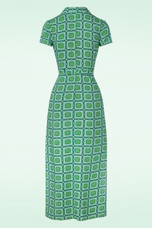 Surkana - Daria maxi shirt jurk in lichtblauw en groen 3