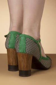 Nemonic - Tessy Suede Mary Jane Pumps in Green and Black 6