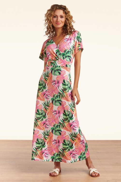 Smashed Lemon - Tropical Maxi Kleid in Weiß