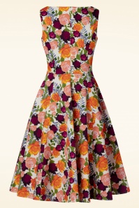 Topvintage Boutique Collection - Topvintage exclusive ~ Adriana Floral Sleeveless Swing Dress en Blanc Cassé 5