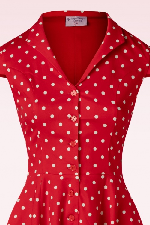 Topvintage Boutique Collection - TopVintage exclusive ~ Angie Polkadot Swing Dress in Red 5