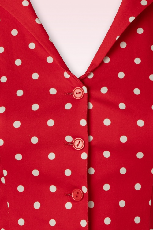 Topvintage Boutique Collection - TopVintage exclusive ~ Angie Polkadot Swing Dress en Rouge 6