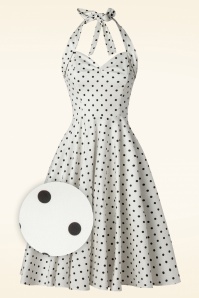 Topvintage Boutique Collection - Topvintage exclusive ~ Bettie Polkadot Swing Dress in Off White 3