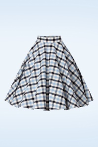 Banned Retro - Sea Blue Check Skirt in Navy 2