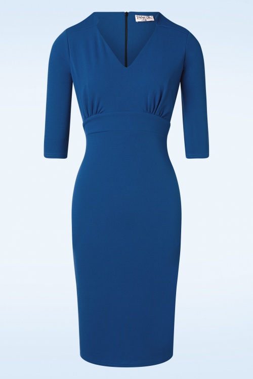 Vintage Chic for Topvintage - Elly pencil jurk in koningsblauw