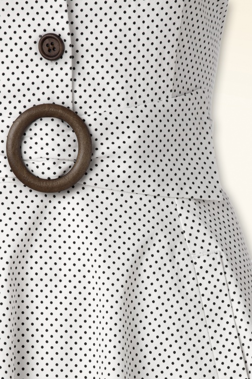 Banned Retro - Polka Dot Dance jurk in gebroken wit 3