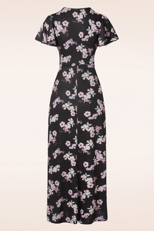 Vintage Chic for Topvintage - Feline Floral Glitter Maxi Dress in Black 3