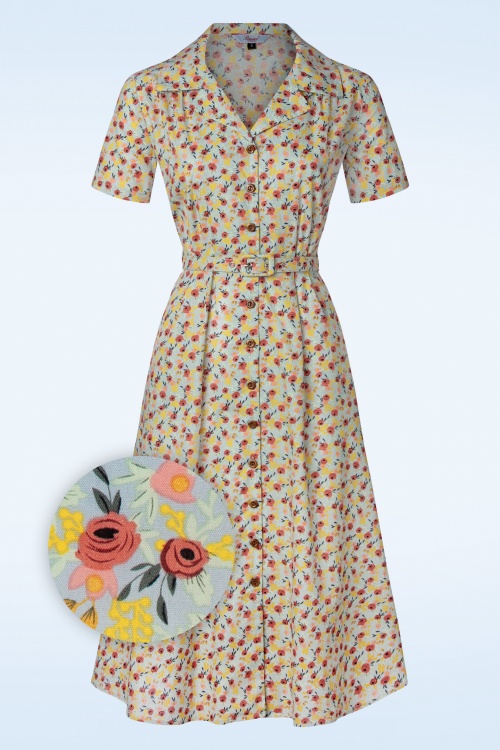 Banned Retro - Blooming Swing Dress in Blue