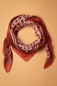 Surkana - Retro print zijden sjaal in rood