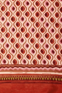 Surkana - Retro print zijden sjaal in rood 2