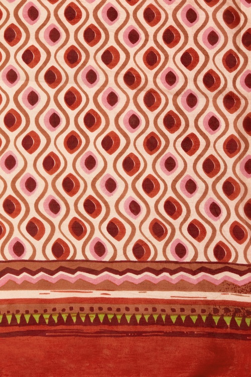 Surkana - Retro print zijden sjaal in rood 2