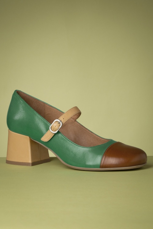 Miz Mooz - Zapatos de Salón Stafford Mary Jane en Émeraude et Cognac 3