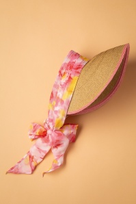 Amici - Misha straw visor hoed in beige en roze 2