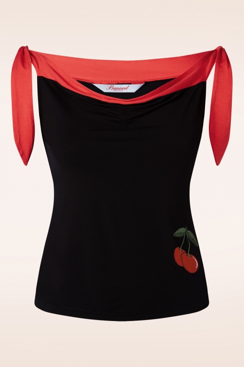 Banned Retro - Sweet Summer Top in Black and Red