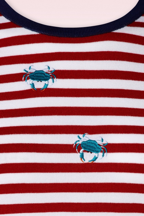Banned Retro - Stripe Crab gestreepte trui in rood en blauw 4