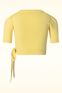 Topvintage Boutique Collection - Topvintage exclusive ~ Poppy Wrapover Short Sleeve Top in Light Yellow 4