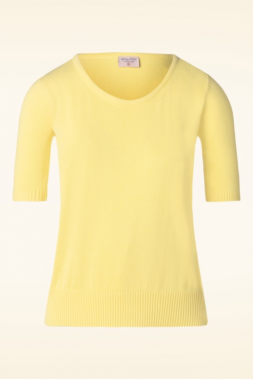 Topvintage Boutique Collection - Bella Short Sleeve Pullover en Jaune Clair 2