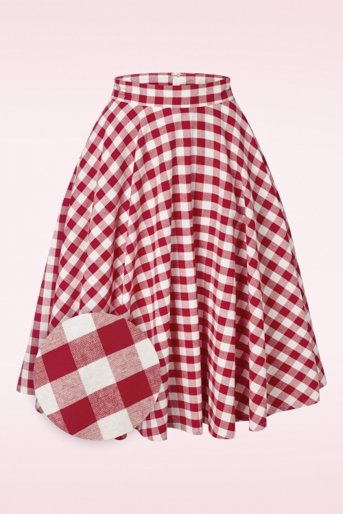 Banned Retro Row Boat Date Check Swing Skirt in Red | Shop at Topvintage
