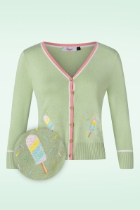Banned Retro - Ice Cream Cardigan in Green and Pink