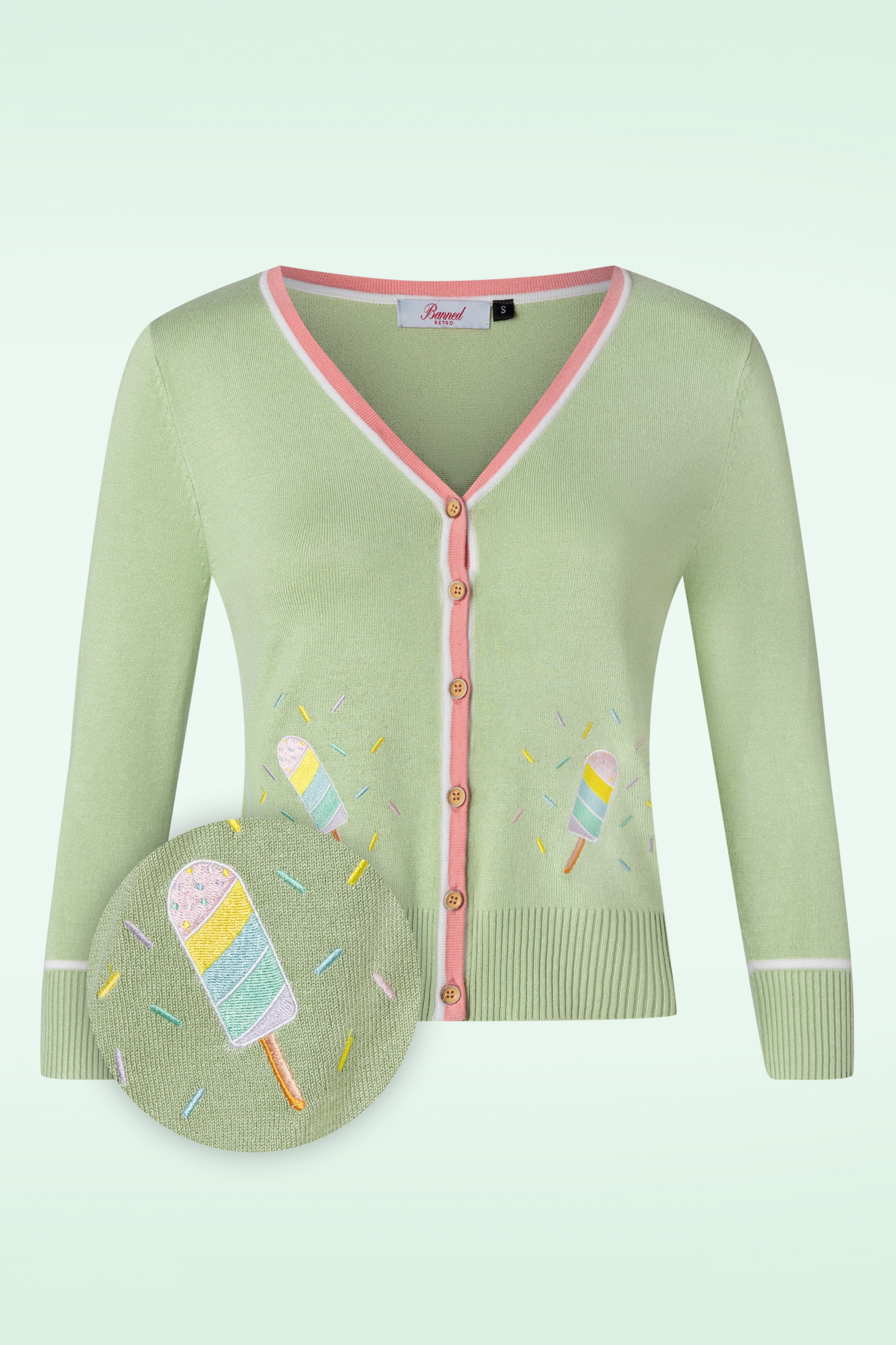 Banned Retro - Ice Cream vest in groen en roze