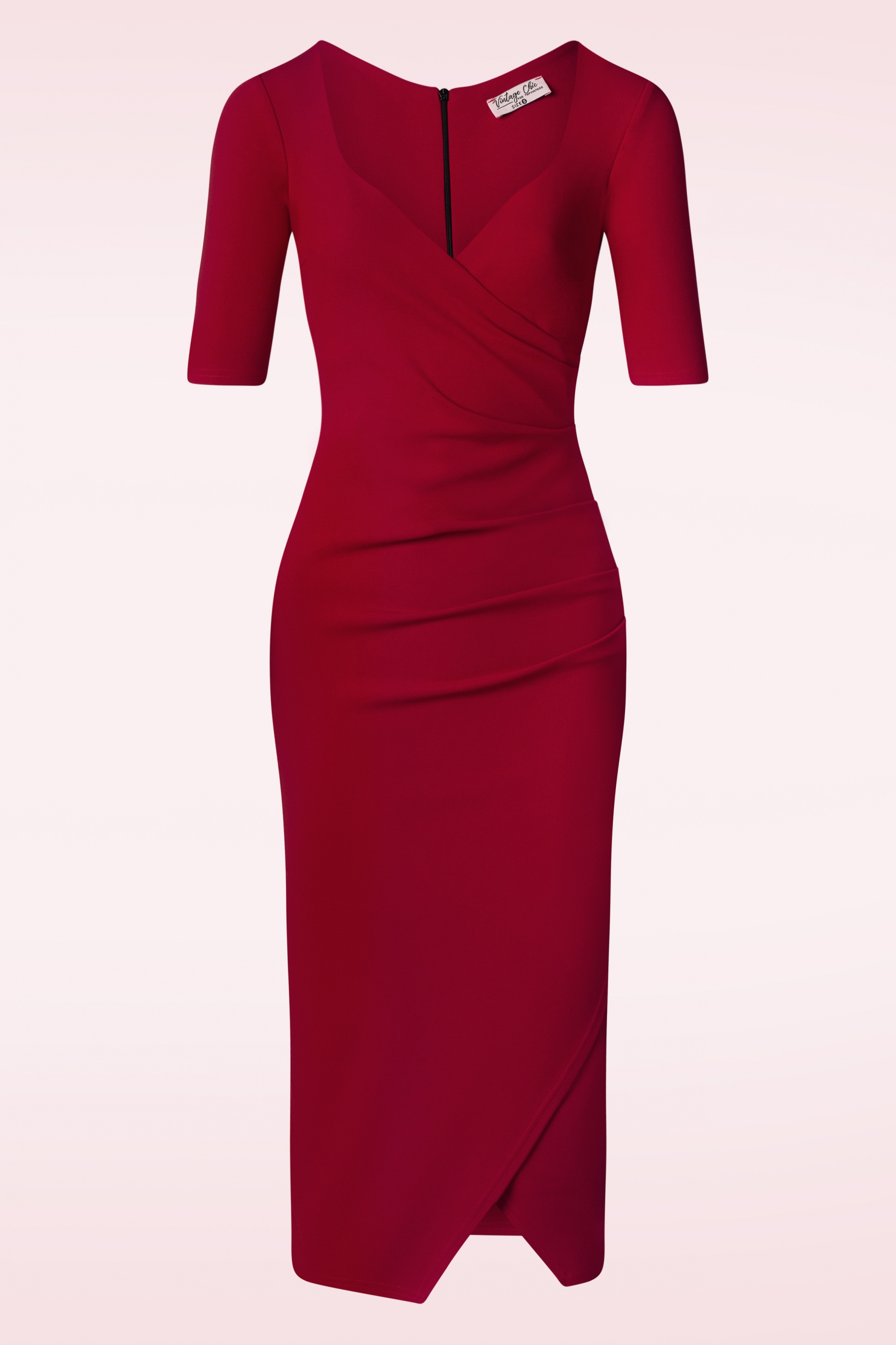 Vintage Chic for Topvintage - Selene Pencil Dress en Rouge Profond