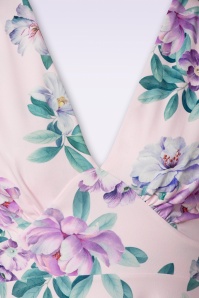 Vintage Chic for Topvintage - Fiona Floral Swing jurk in roze en paars 3