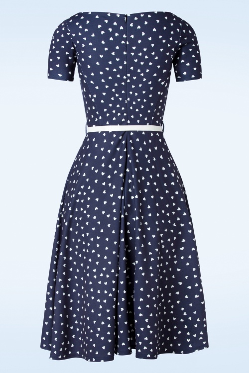 Vintage Chic for Topvintage - Hilly Hearts Swing Dress en Bleu Marine 2