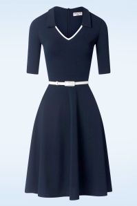 Vintage Chic for Topvintage - Sandy swing jurk in marineblauw