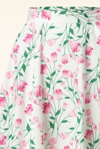 Topvintage Boutique Collection - Topvintage exclusive ~ Adriana Floral Swing Skirt en Blanc et Rose 2