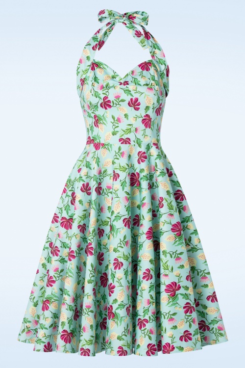 Topvintage Boutique Collection - Topvintage exclusive ~ Bettie Flower Swing Dress in Light Blue