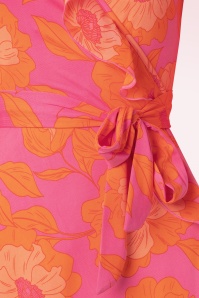 K-Design - Fay Flower Midi Kleid in Pink und Orange 3