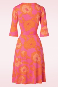 K-Design - Fay Flower Midi Kleid in Pink und Orange 2