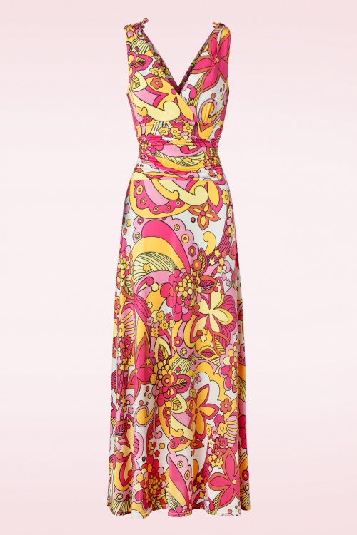 Vintage Chic for Topvintage - Grecian Tropical Maxi Dress in Pink