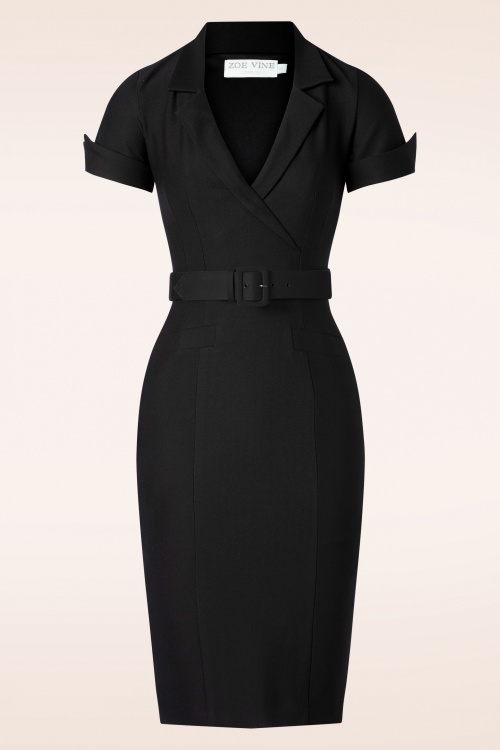 Zoe Vine - Loïs pencil jurk in zwart 2