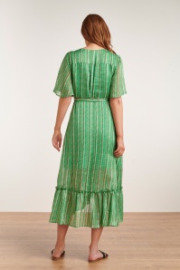 Smashed Lemon - Meila Sparkling Maxi Dress in Green 2