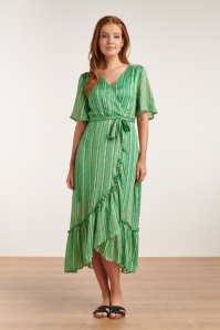 Smashed Lemon - Meila Sparkling Maxi Dress in Green