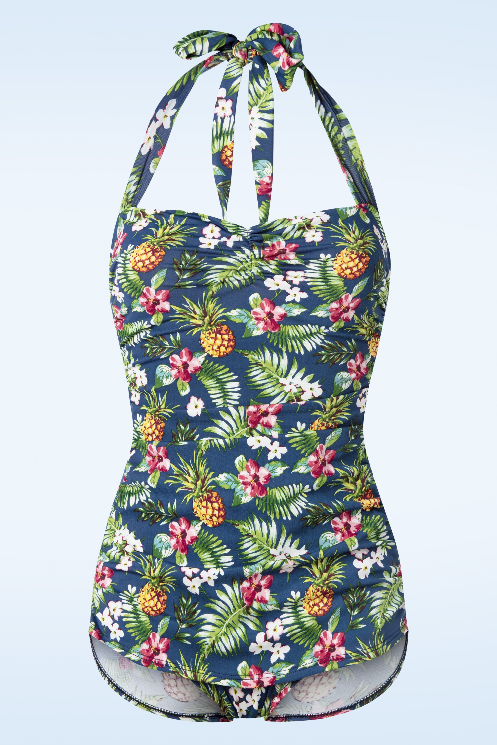 Esther Williams - Tropical One Piece halter badpak in blauw