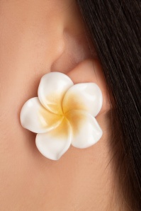Glitz-o-Matic - Tropical Summer Flower Stud Earrings en Blanc