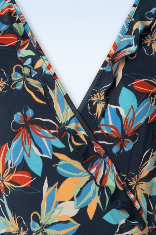 Md'M - Lenia floral maxi jurk in blauw 2
