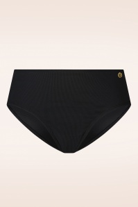TC Beach - Mid Waist Bikini Bottom in Black Rib 2