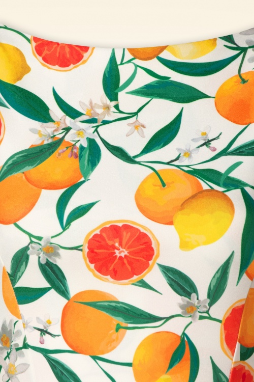 Vintage Chic for Topvintage - Orange und Lemons Swing Kleid in Weiß 2
