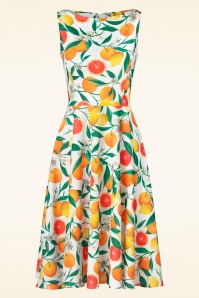 Vintage Chic for Topvintage - Orange and Lemons Swing Dress en Blanc