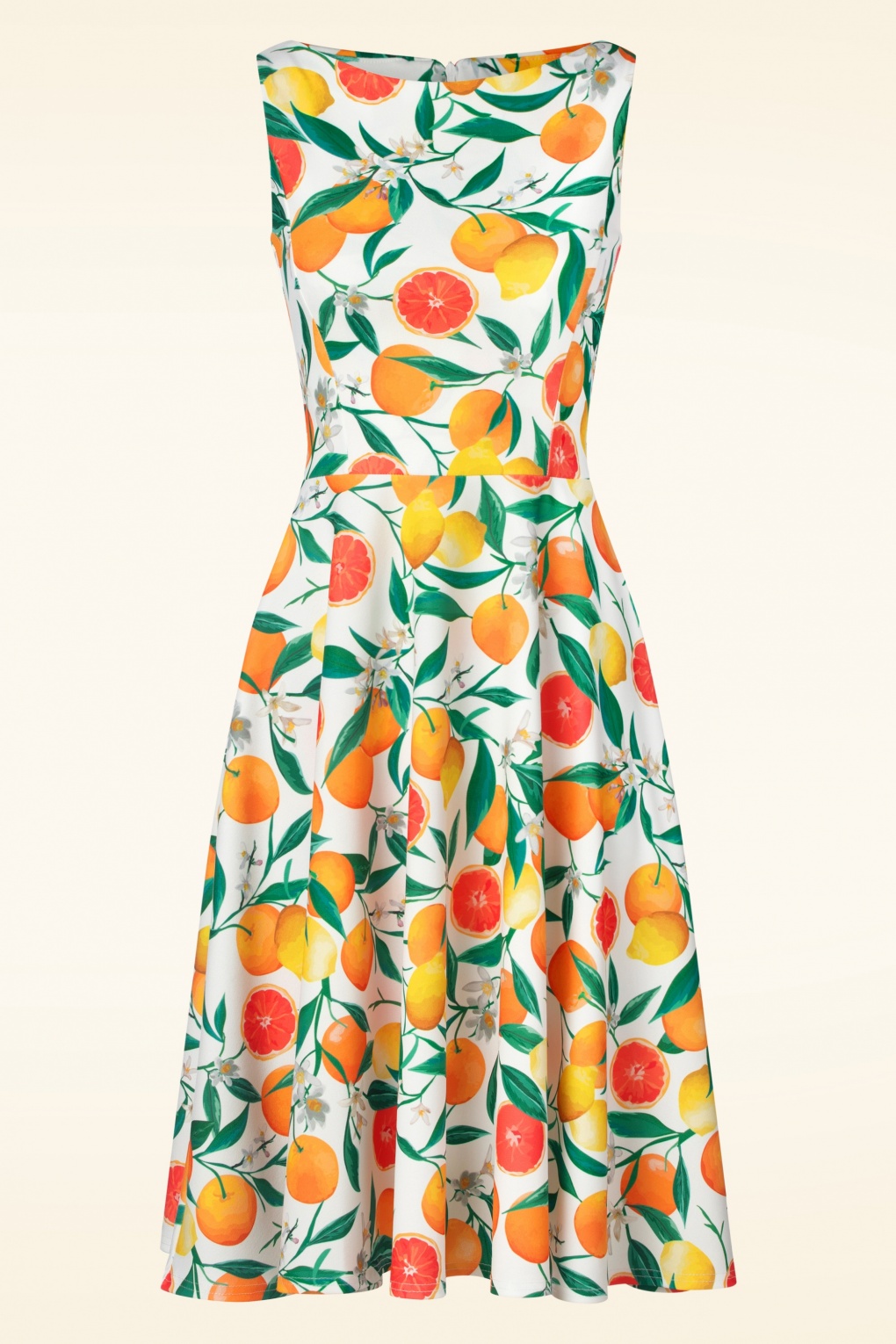 Vintage Chic for Topvintage Orange and Lemons Swing Dress in White