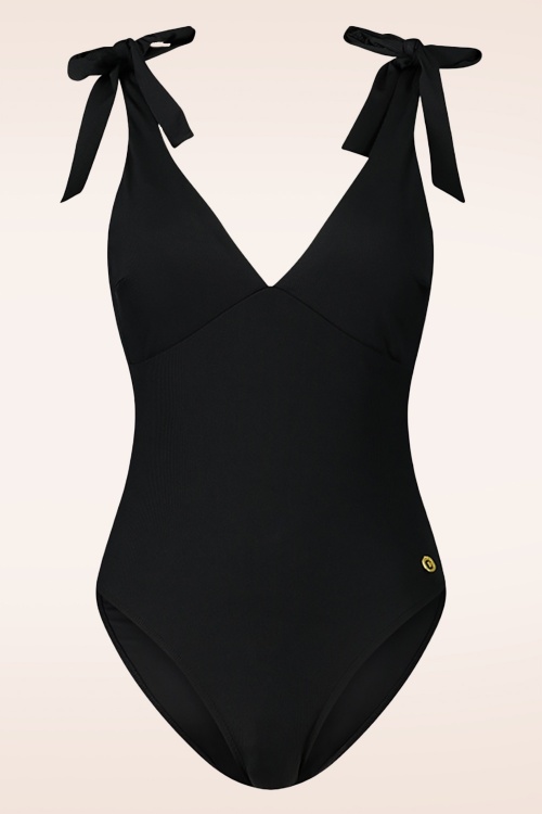 1950s Black Bow-print One Piece Swimsuit With Built in Bra Size XS 