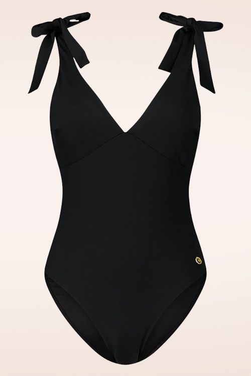 Bow Rib Swimsuit in Black