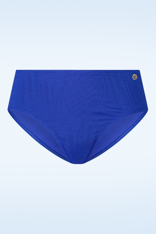 TC Beach - Mid Waist Bikini Bottom in Blue Waves