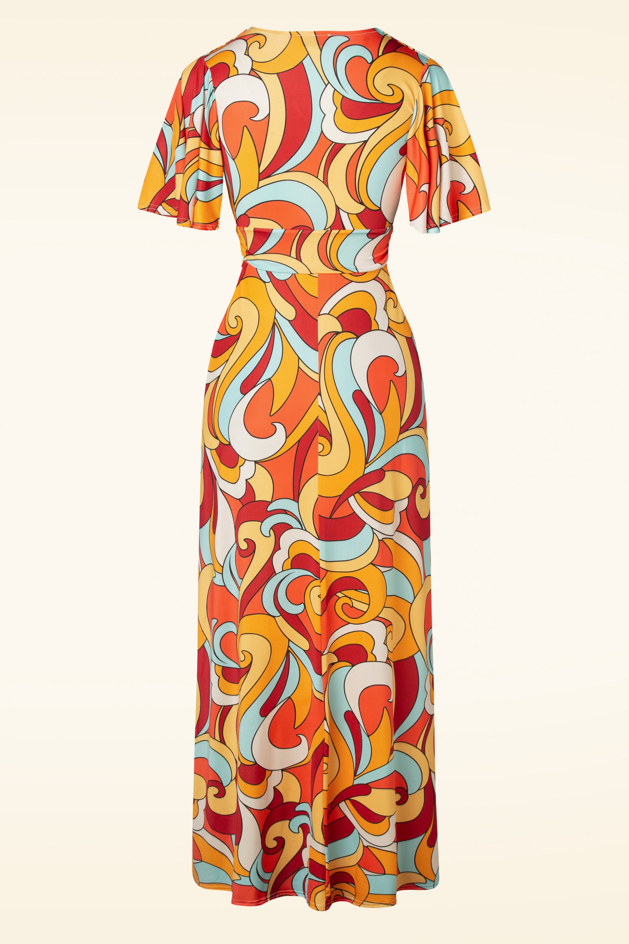 Vintage Chic for Topvintage - Helene gekruiste maxi jurk in multi 5