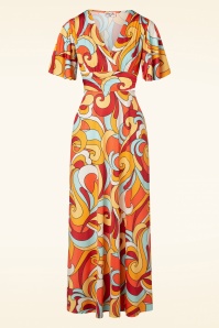 Vintage Chic for Topvintage - 70s Helene Cross Over Maxi Dress in Multi 2