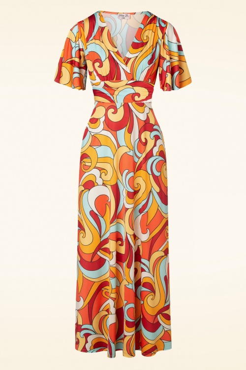 Vintage Chic for Topvintage - 70s Helene Cross Over Maxi Dress in Multi 2