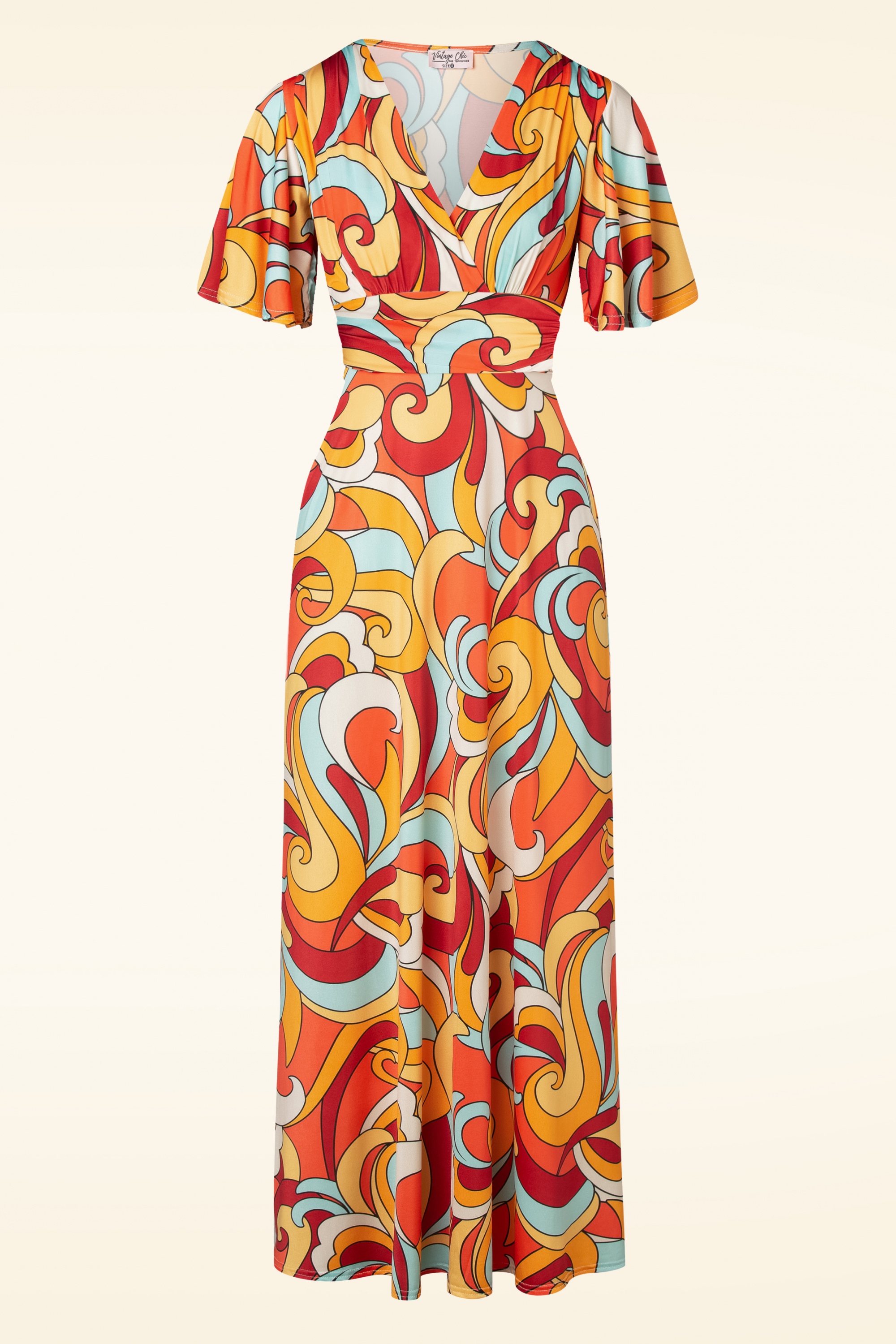 Vintage Chic for Topvintage - Helene gekruiste maxi jurk in multi 2